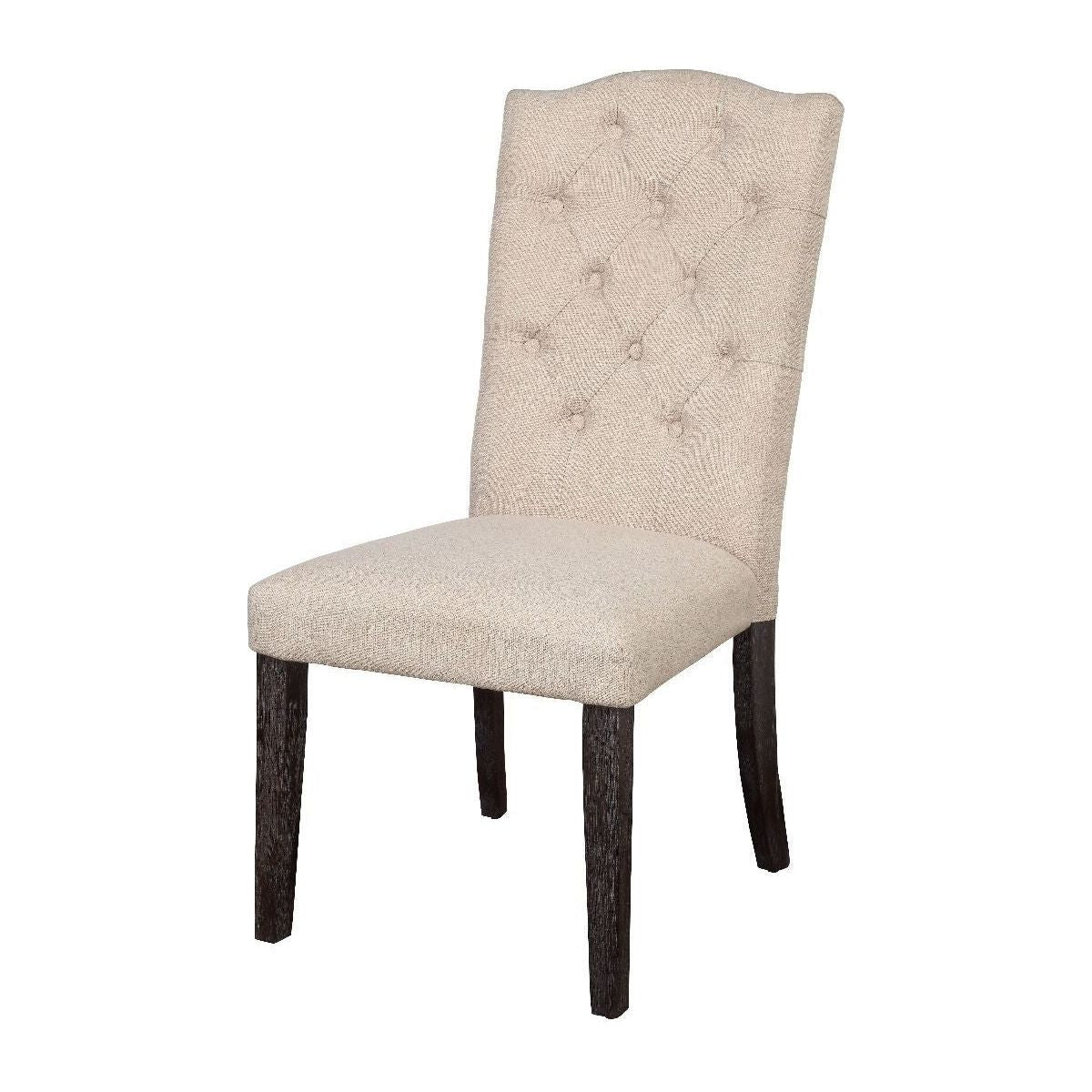 Gerardo Side Chair (Set-2) in Beige Linen & Weathered Espresso