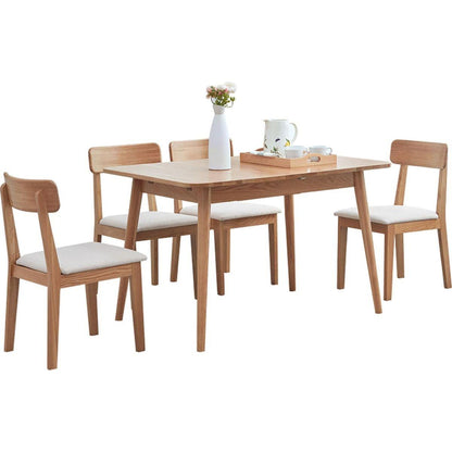 Natural solid oak round corner diagonal leg telescopic table 1.2-1.6m, for 6-8 people to meet Dining table wood (light color)