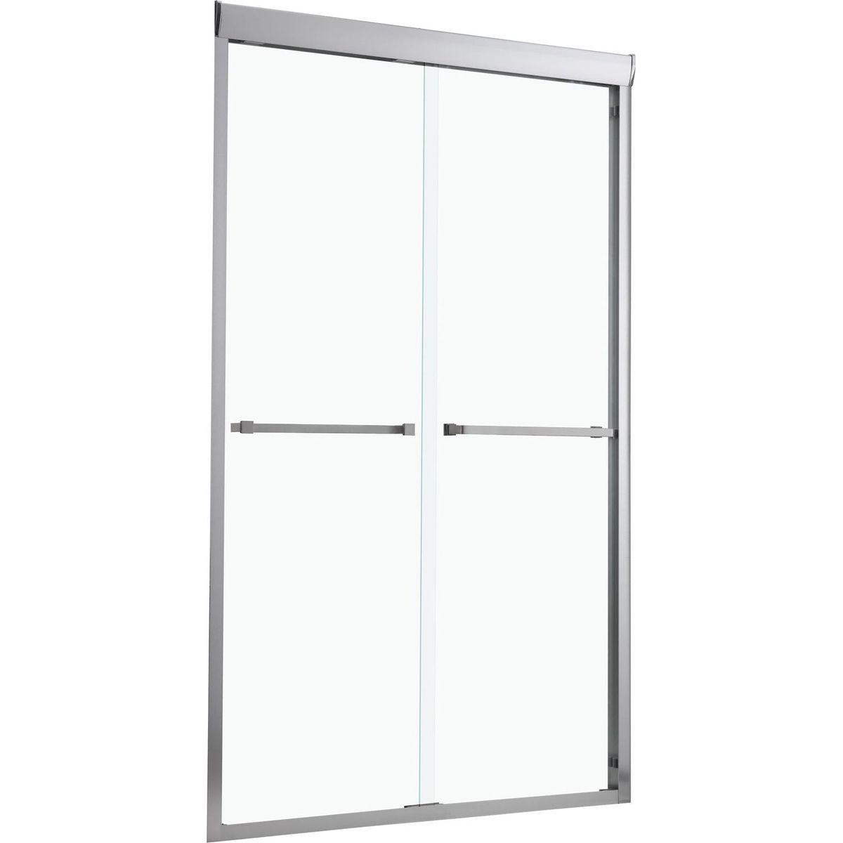 Shower Door 48" W x 76" H Semi-Frameless Bypass Sliding Shower Enclosure, Brushed Nickel