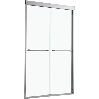 Shower Door 48" W x 76" H Semi-Frameless Bypass Sliding Shower Enclosure, Brushed Nickel