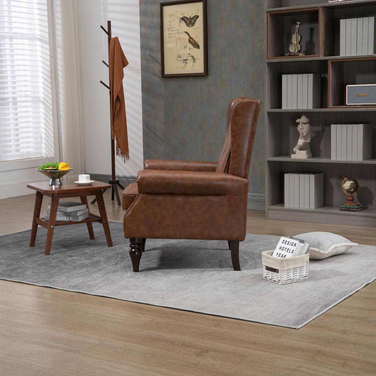 Wood Frame Armchair, Modern Accent Chair Lounge Chair for Living Room