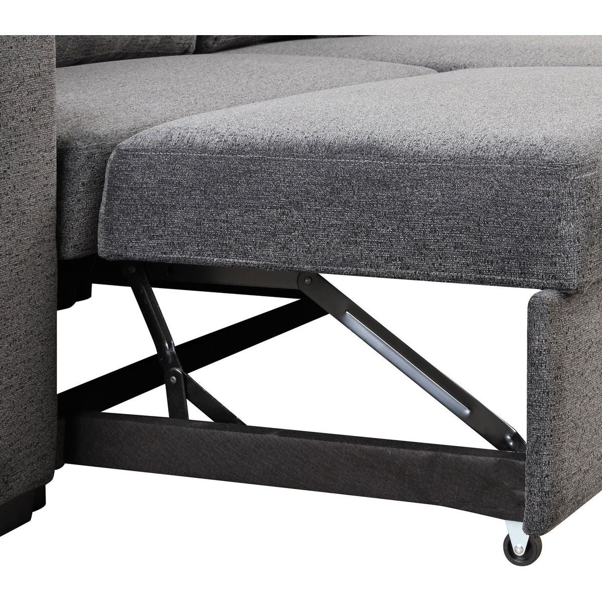 Reversible Sleeper Sectional Sofa Bed with Side Shelf and 2 Stools, Pull-Out L-Shaped Sofa Bed, Corner Sofa-Bed with Storage Chaise Left/Right Hande for Living Room, Blue Black