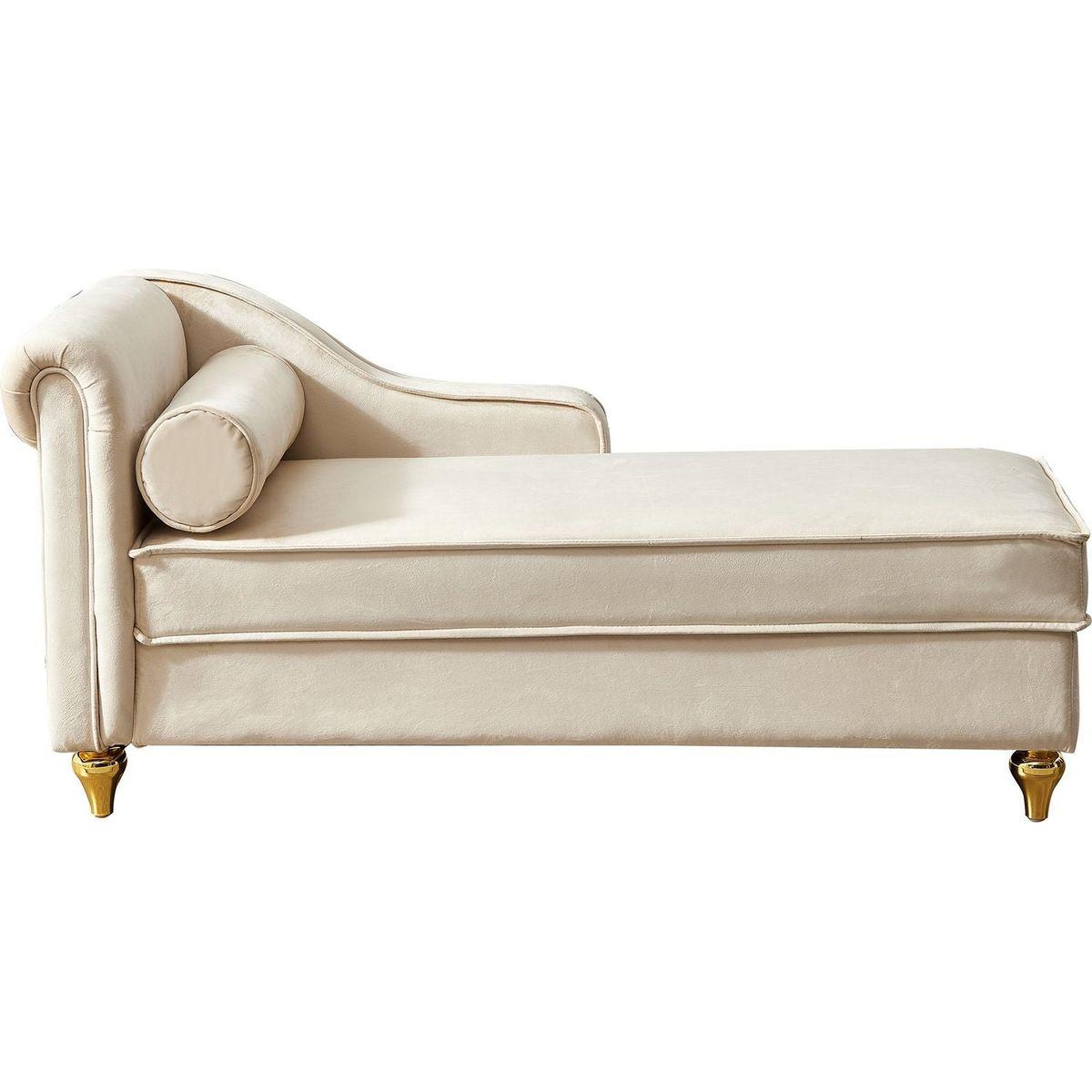 Modern Upholstery Chaise Lounge Chair with Storage Velvet (Beige)