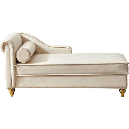 Modern Upholstery Chaise Lounge Chair with Storage Velvet (Beige)