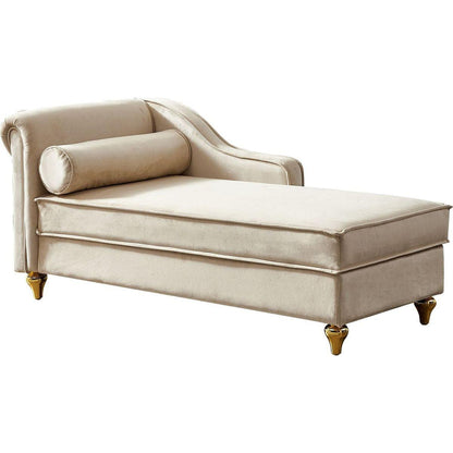 Modern Upholstery Chaise Lounge Chair with Storage Velvet (Beige)