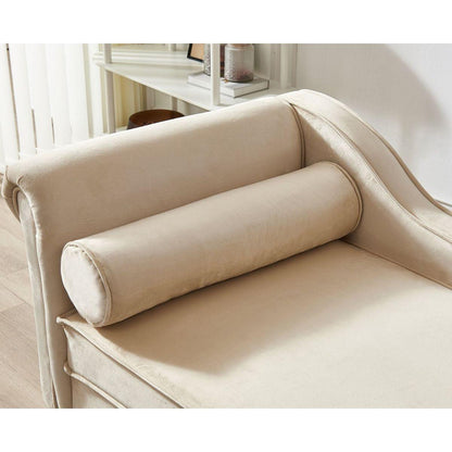 Modern Upholstery Chaise Lounge Chair with Storage Velvet (Beige)