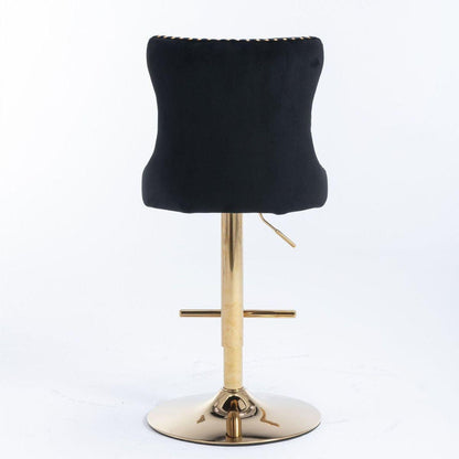 Golden Swivel Velvet Barstools Adjusatble Seat Height from 25-33 Inch, Modern Upholstered Bar Stools with Backs Comfortable Tufted for Home Pub and Kitchen Islandlack, Set of 2) - Streamdale Furniture