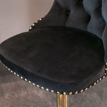Golden Swivel Velvet Barstools Adjusatble Seat Height from 25-33 Inch, Modern Upholstered Bar Stools with Backs Comfortable Tufted for Home Pub and Kitchen Islandlack, Set of 2) - Streamdale Furniture