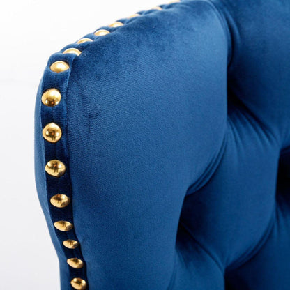 Golden Swivel Velvet Barstools Adjusatble Seat Height from 25-33 Inch, Modern Upholstered Bar Stools with Backs Comfortable Tufted for Home Pub and Kitchen Island, Blue, Set of 2 - Streamdale Furniture