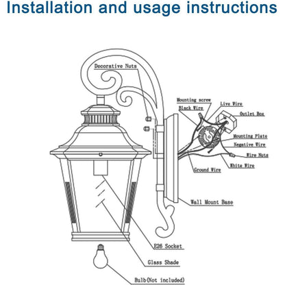 Large Outdoor Wall Sconce Lights with Clear Glass
