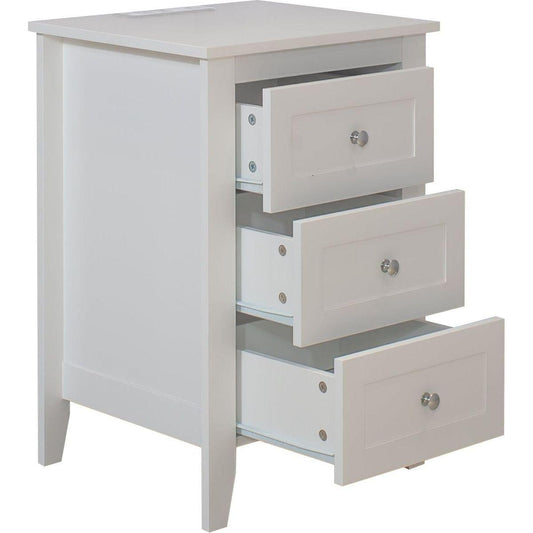 set of 2 pcs white 3 Drawer Nightstand with Charging Station and USB Ports & Power Outlets,Wooden Bed Side Table/End Table Modern Night Stands for Bedrooms