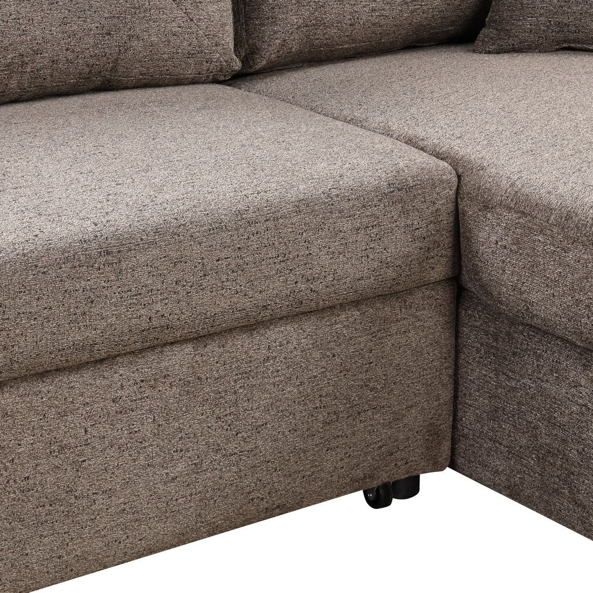 Reversible Sleeper Sectional Sofa Bed with Side Shelf and 2 Stools, Pull-Out L-Shaped Sofa Bed, Corner Sofa-Bed with Storage Chaise Left/Right Hande for Living Room, Knox Charcoal