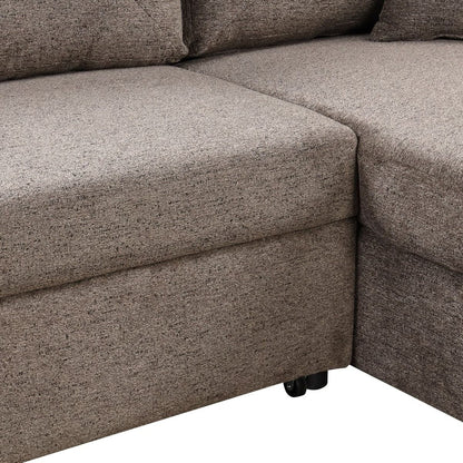 Reversible Sleeper Sectional Sofa Bed with Side Shelf and 2 Stools, Pull-Out L-Shaped Sofa Bed, Corner Sofa-Bed with Storage Chaise Left/Right Hande for Living Room, Knox Charcoal