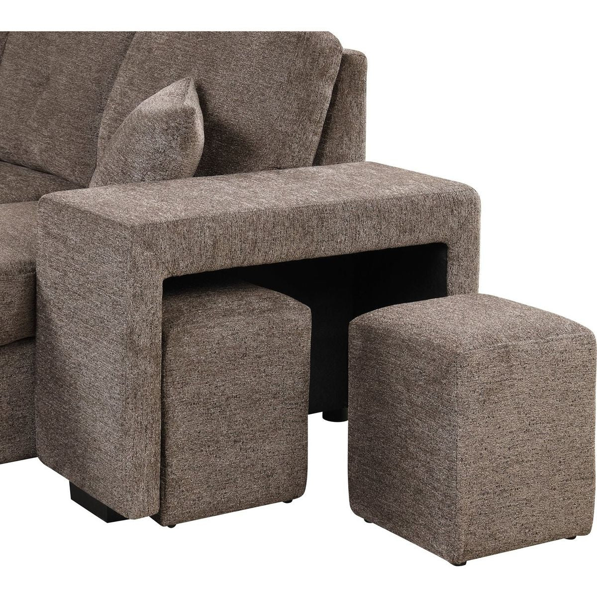 Reversible Sleeper Sectional Sofa Bed with Side Shelf and 2 Stools, Pull-Out L-Shaped Sofa Bed, Corner Sofa-Bed with Storage Chaise Left/Right Hande for Living Room, Knox Charcoal