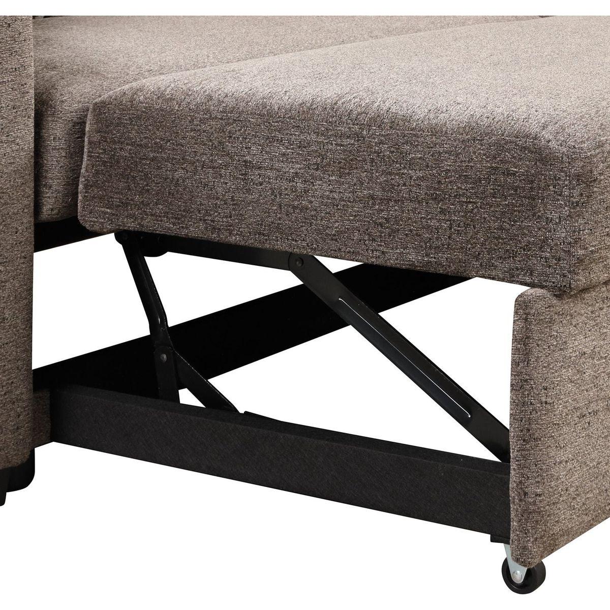 Reversible Sleeper Sectional Sofa Bed with Side Shelf and 2 Stools, Pull-Out L-Shaped Sofa Bed, Corner Sofa-Bed with Storage Chaise Left/Right Hande for Living Room, Knox Charcoal