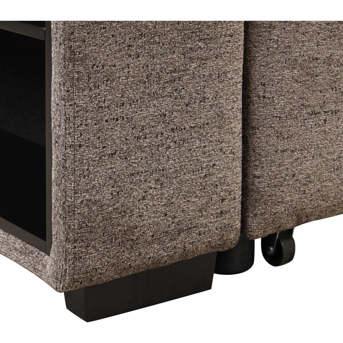 Reversible Sleeper Sectional Sofa Bed with Side Shelf and 2 Stools, Pull-Out L-Shaped Sofa Bed, Corner Sofa-Bed with Storage Chaise Left/Right Hande for Living Room, Knox Charcoal