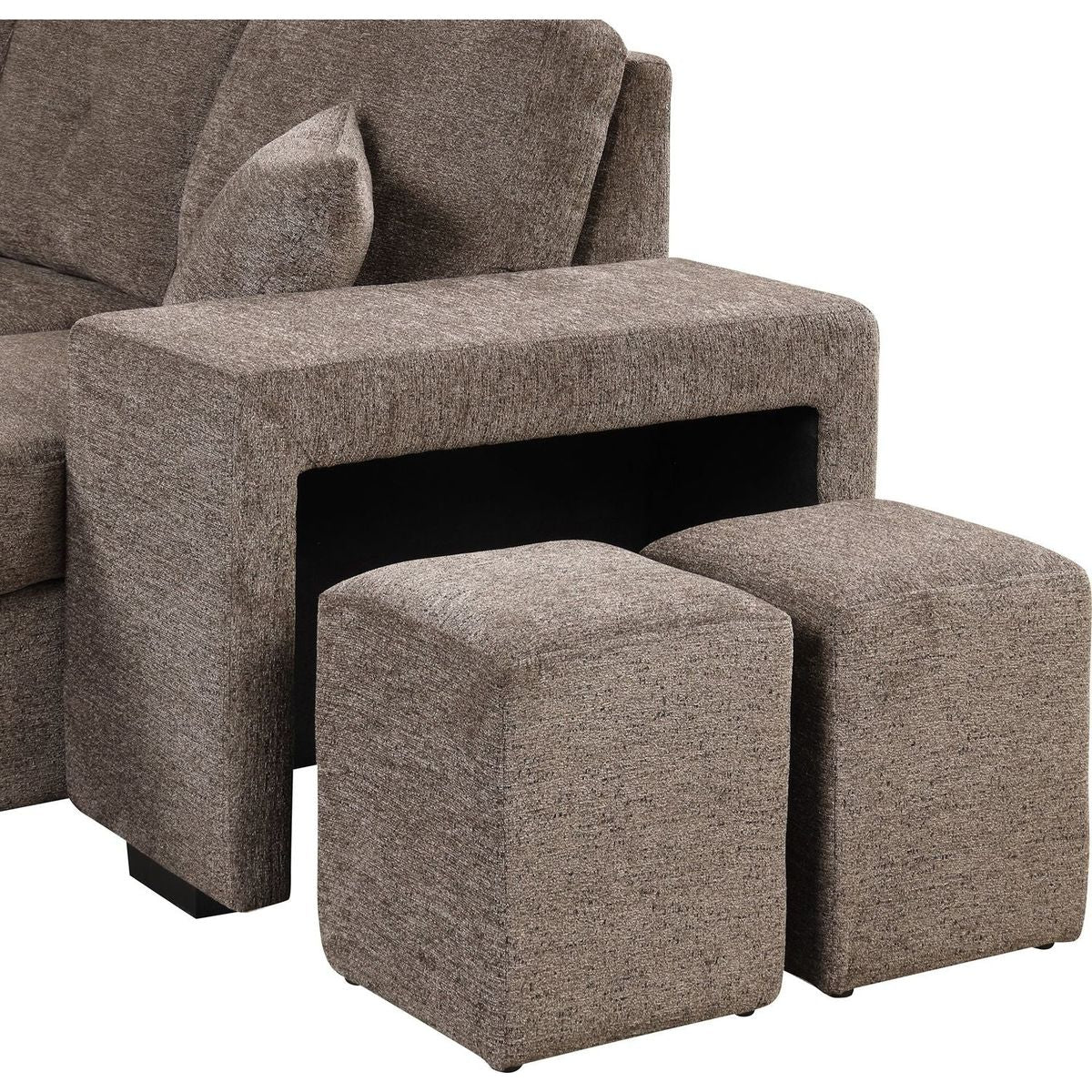 Reversible Sleeper Sectional Sofa Bed with Side Shelf and 2 Stools, Pull-Out L-Shaped Sofa Bed, Corner Sofa-Bed with Storage Chaise Left/Right Hande for Living Room, Knox Charcoal