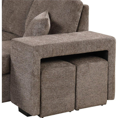 Reversible Sleeper Sectional Sofa Bed with Side Shelf and 2 Stools, Pull-Out L-Shaped Sofa Bed, Corner Sofa-Bed with Storage Chaise Left/Right Hande for Living Room, Knox Charcoal