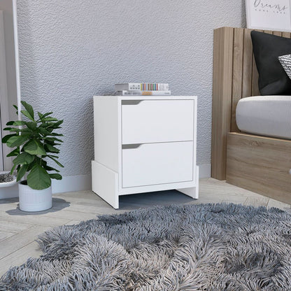 Haines Nightstand with 2-Drawers, End Table with Sturdy Base, White