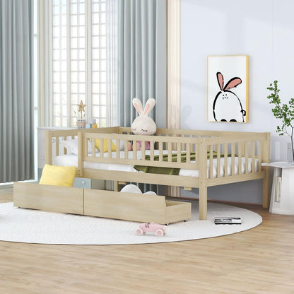 Twin Size Daybed Wood Bed with Two Drawers, Natural - Streamdale Furniture