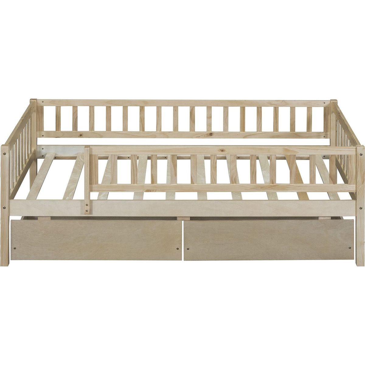 Twin Size Daybed Wood Bed with Two Drawers, Natural - Streamdale Furniture