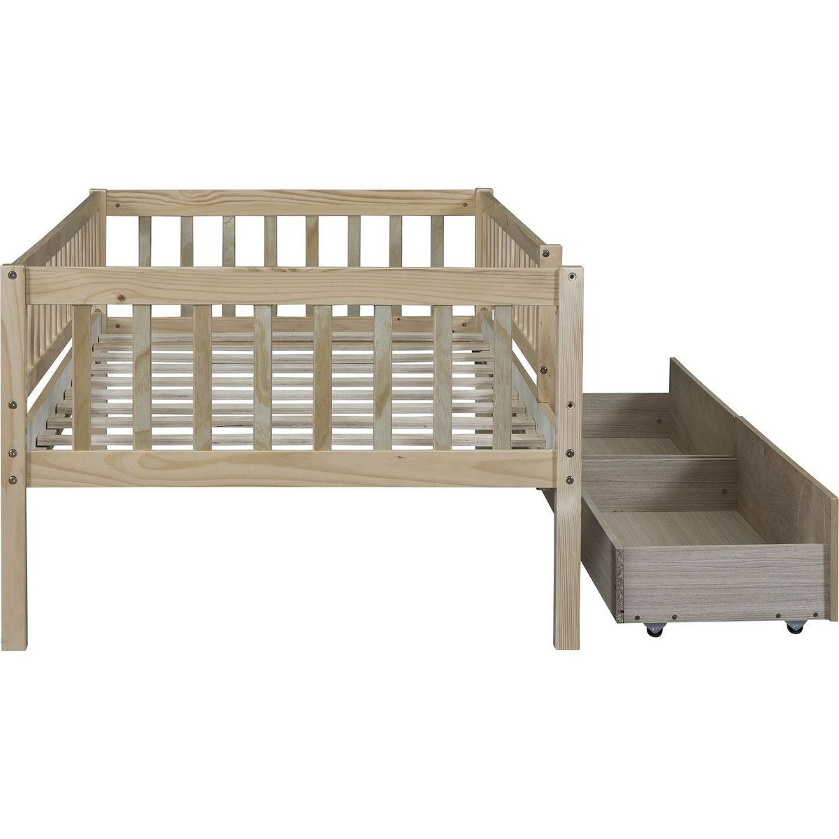 Twin Size Daybed Wood Bed with Two Drawers, Natural - Streamdale Furniture