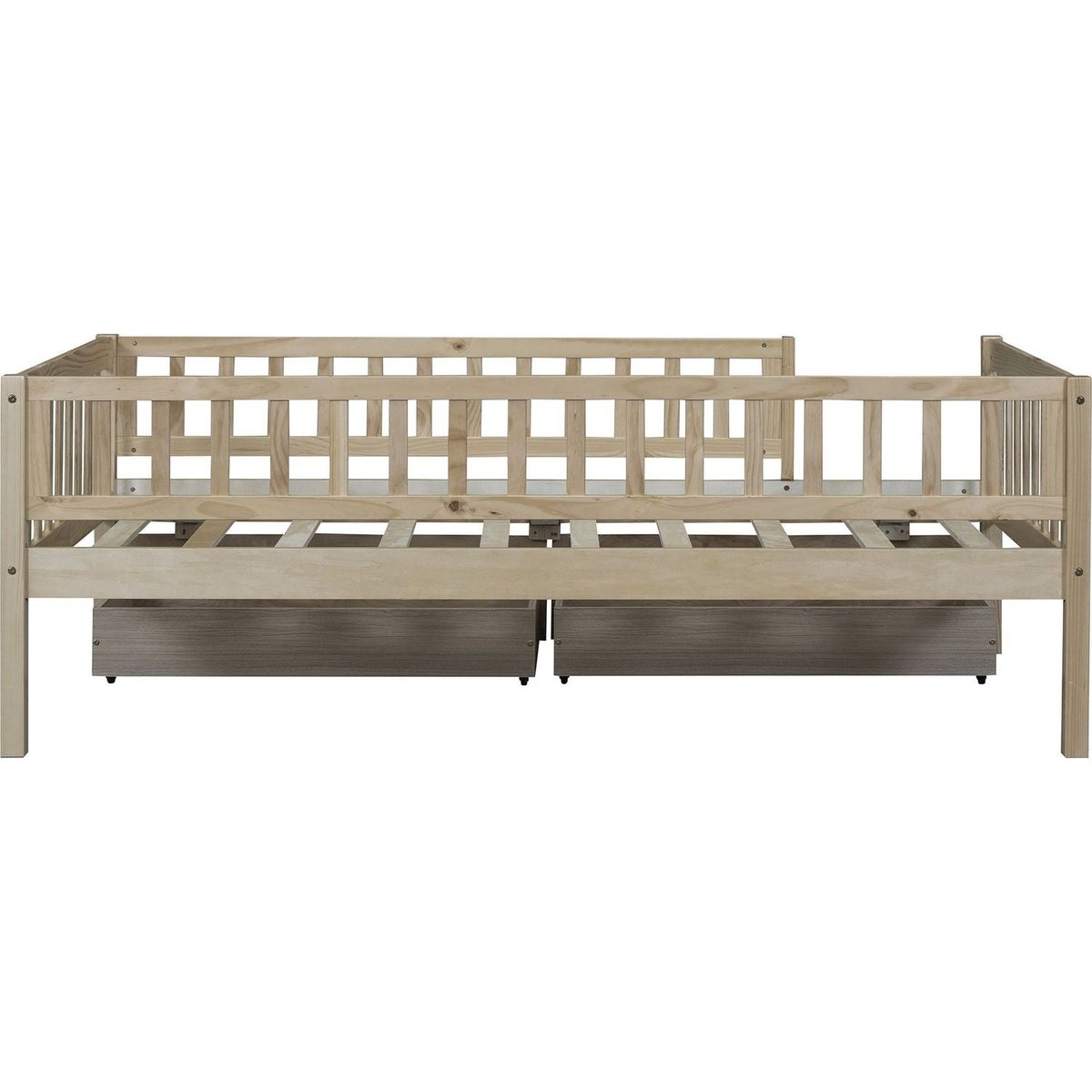 Twin Size Daybed Wood Bed with Two Drawers, Natural - Streamdale Furniture