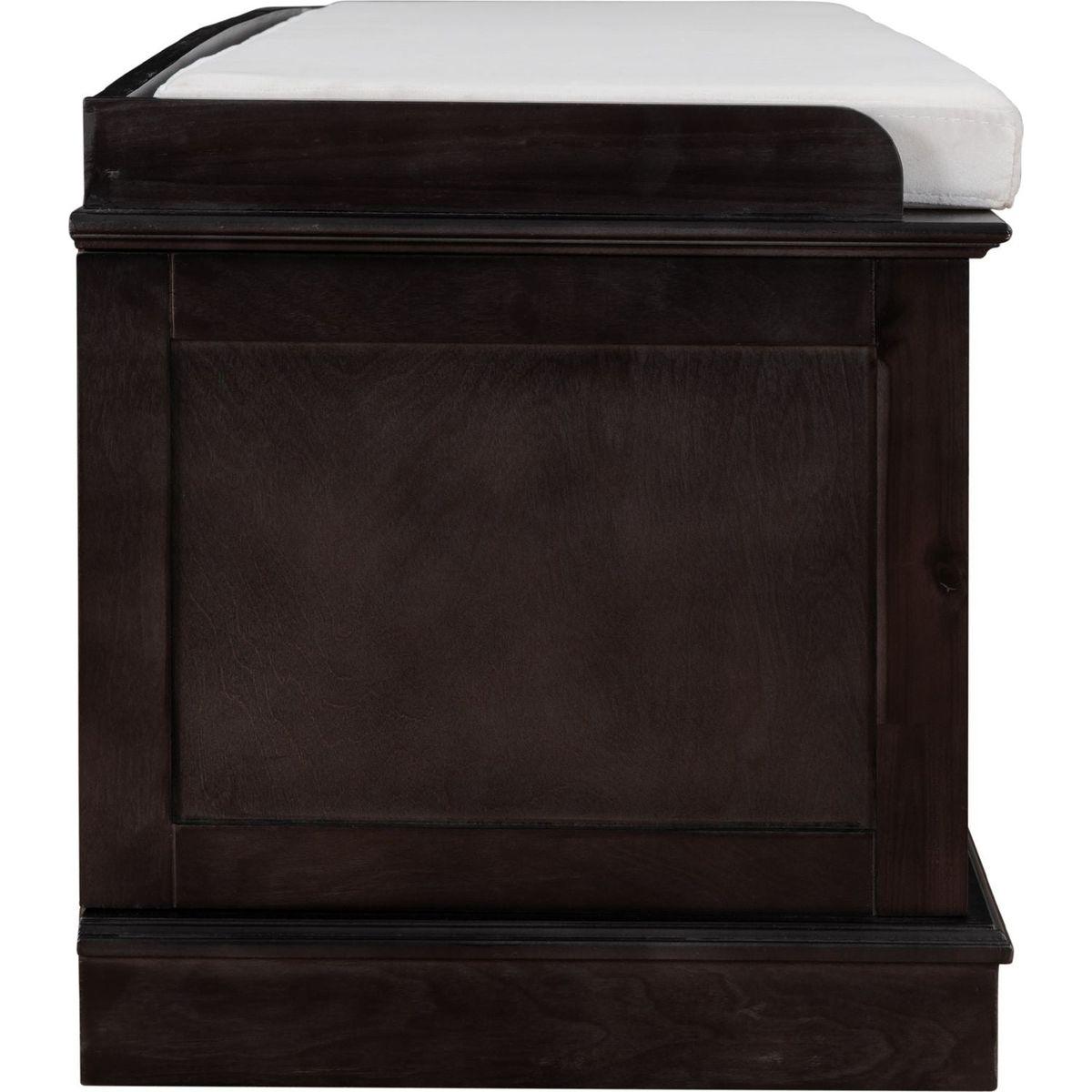 Storage Bench with 4 Doors and Adjustable Shelves, Shoe Bench with Removable Cushion for Living Room, Entryway (Espresso) - Streamdale Furniture