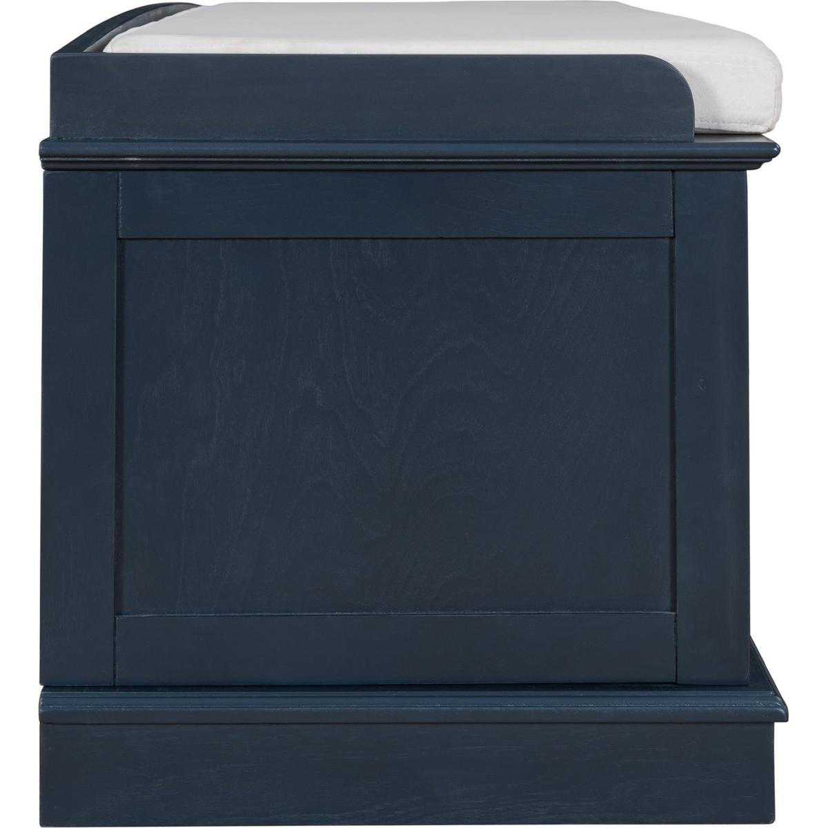 Storage Bench with 4 Doors and Adjustable Shelves, Shoe Bench with Removable Cushion for Living Room, Entryway (Antique Navy)