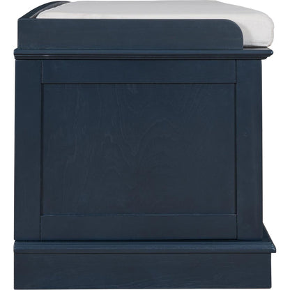 Storage Bench with 4 Doors and Adjustable Shelves, Shoe Bench with Removable Cushion for Living Room, Entryway (Antique Navy)