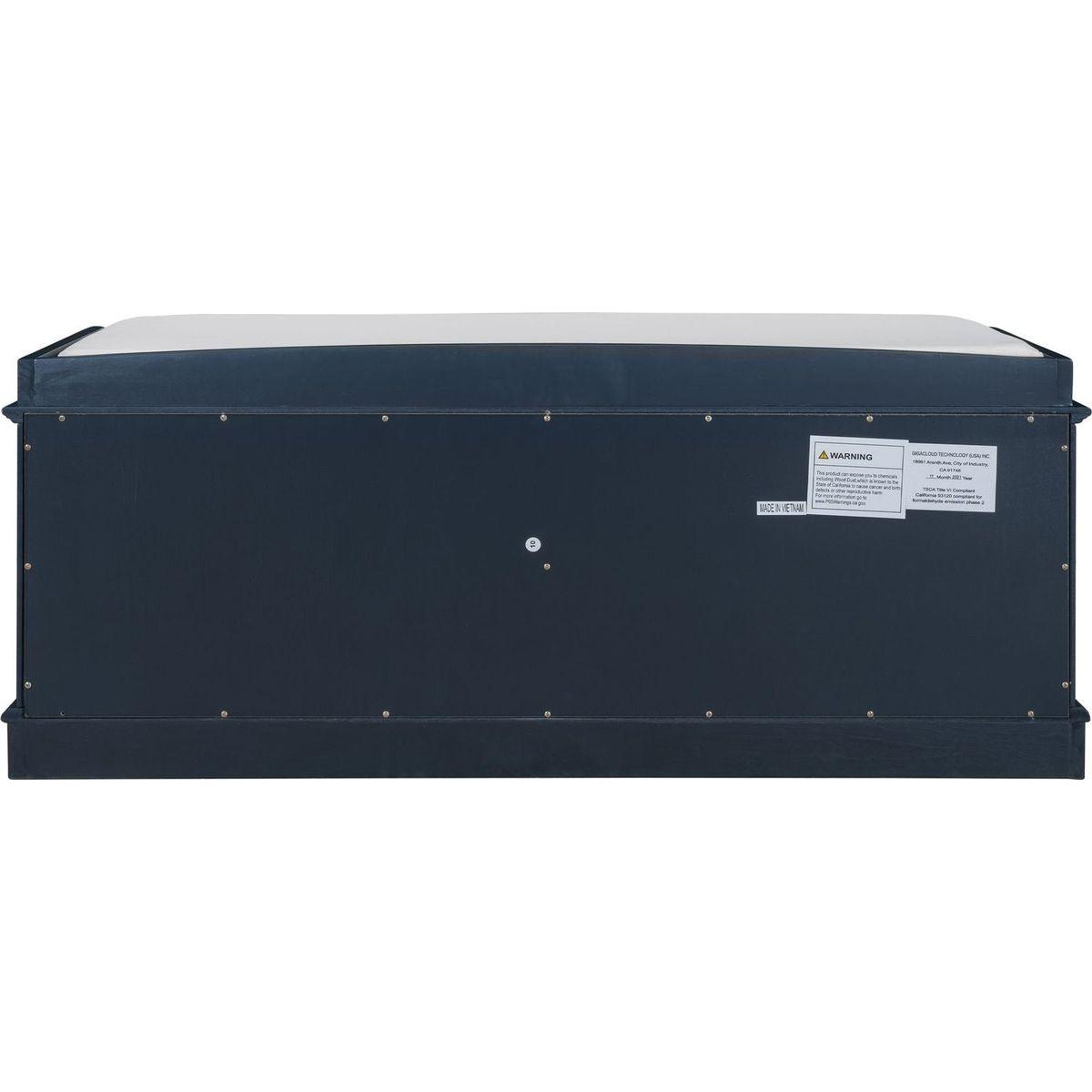 Storage Bench with 4 Doors and Adjustable Shelves, Shoe Bench with Removable Cushion for Living Room, Entryway (Antique Navy)