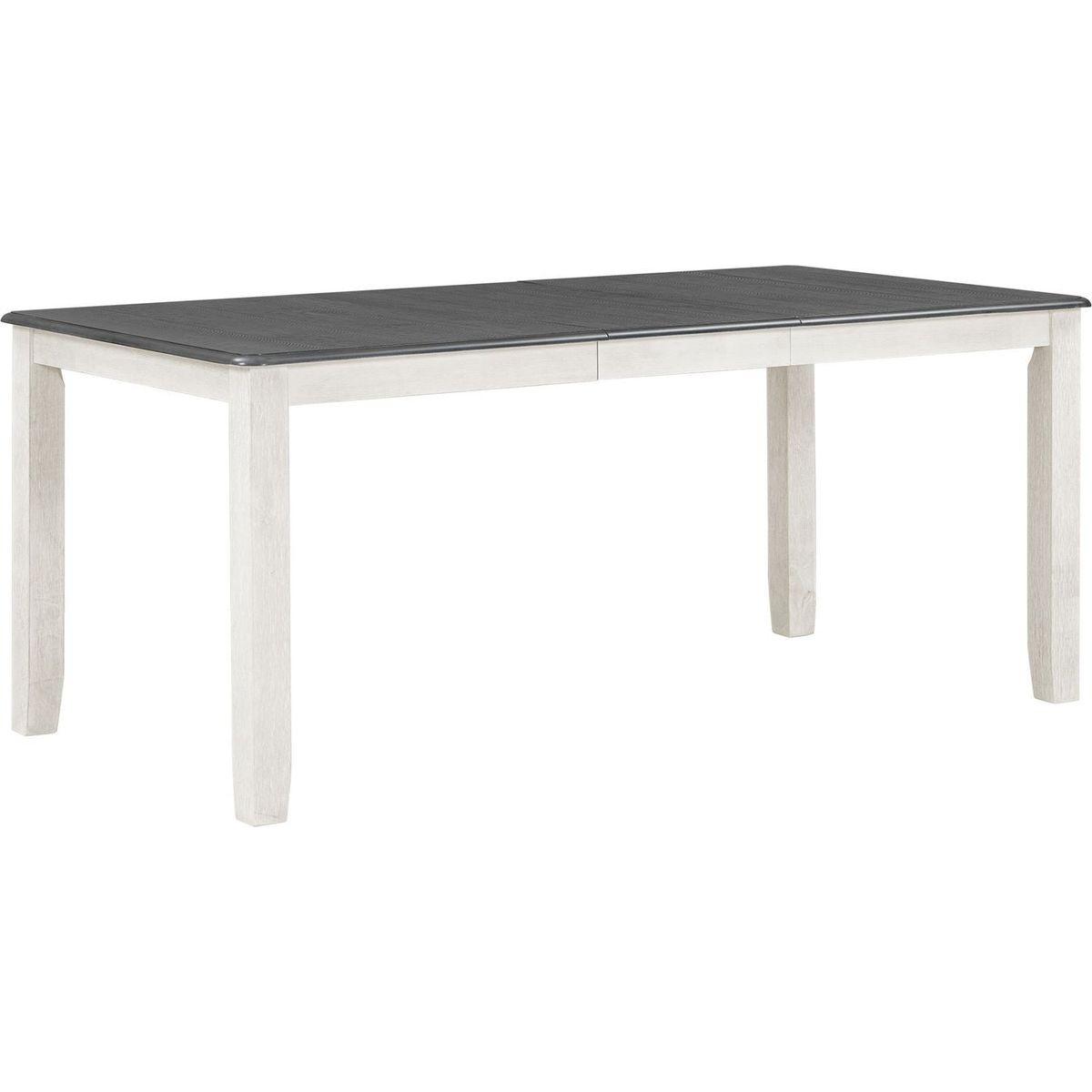 Retro Style 7-Piece Dining Table Set with Extendable Table and 6 Upholstered Chairs (Gray+White) - Streamdale Furniture