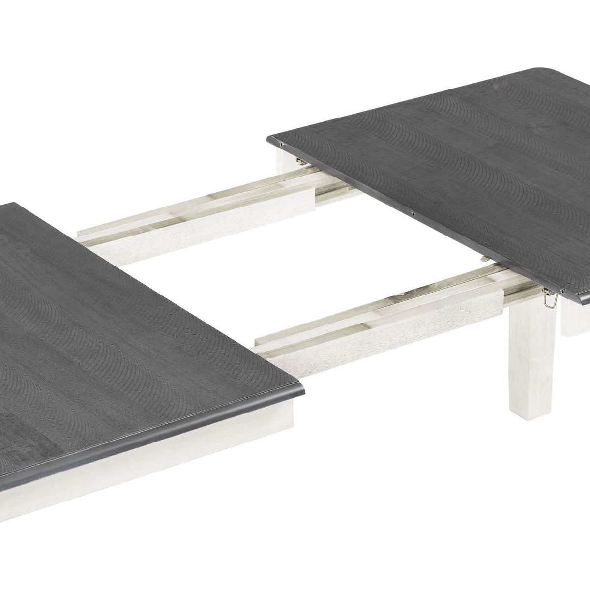 Retro Style 7-Piece Dining Table Set with Extendable Table and 6 Upholstered Chairs (Gray+White) - Streamdale Furniture