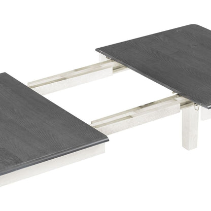 Retro Style 7-Piece Dining Table Set with Extendable Table and 6 Upholstered Chairs (Gray+White) - Streamdale Furniture