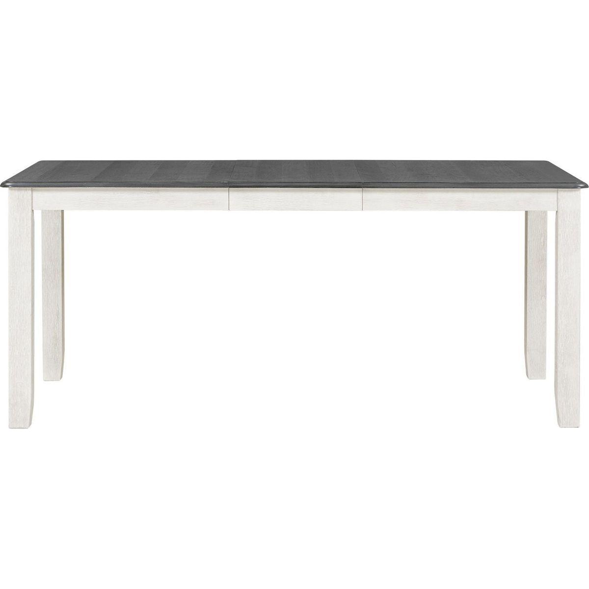 Retro Style 7-Piece Dining Table Set with Extendable Table and 6 Upholstered Chairs (Gray+White) - Streamdale Furniture