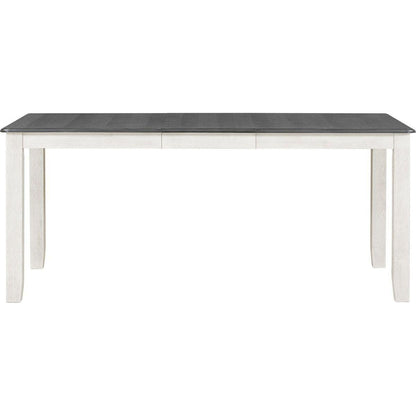 Retro Style 7-Piece Dining Table Set with Extendable Table and 6 Upholstered Chairs (Gray+White) - Streamdale Furniture