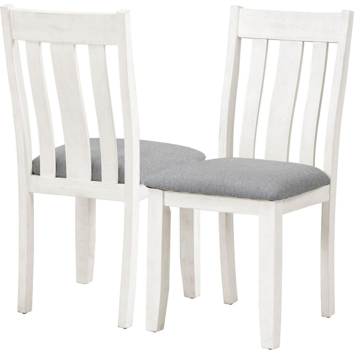 Retro Style 7-Piece Dining Table Set with Extendable Table and 6 Upholstered Chairs (Gray+White) - Streamdale Furniture