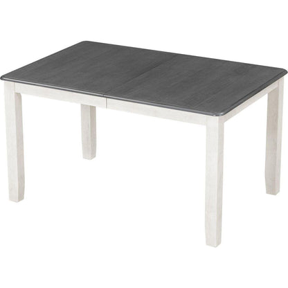 Retro Style 7-Piece Dining Table Set with Extendable Table and 6 Upholstered Chairs (Gray+White) - Streamdale Furniture