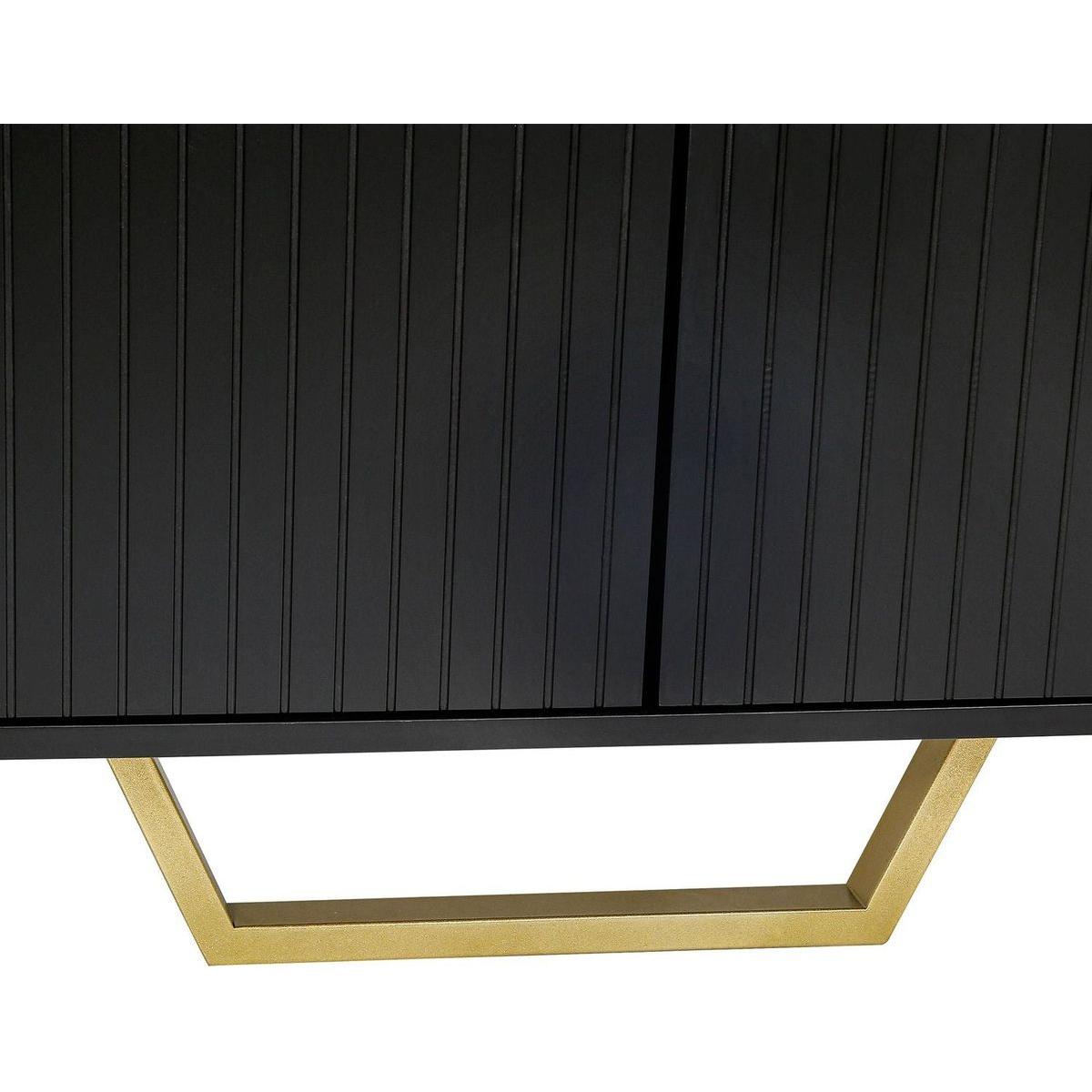 Modern sideboard with Four Doors, Metal handles & Legs and Adjustable Shelves Kitchen Cabinet (Black) - Streamdale Furniture