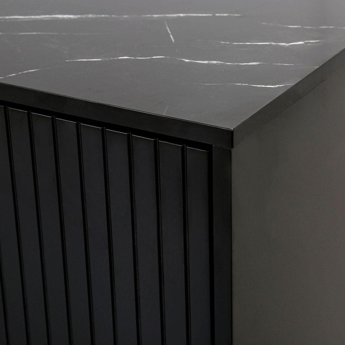 Modern sideboard with Four Doors, Metal handles & Legs and Adjustable Shelves Kitchen Cabinet (Black) - Streamdale Furniture