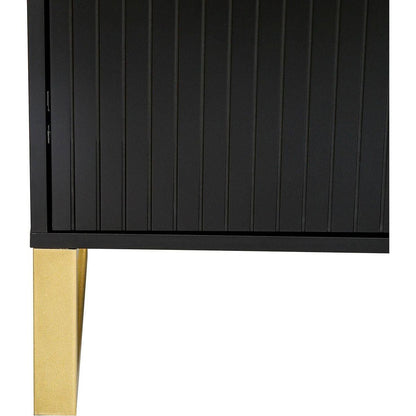 Modern sideboard with Four Doors, Metal handles & Legs and Adjustable Shelves Kitchen Cabinet (Black) - Streamdale Furniture