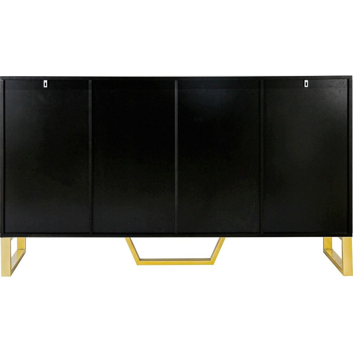 Modern sideboard with Four Doors, Metal handles & Legs and Adjustable Shelves Kitchen Cabinet (Black) - Streamdale Furniture
