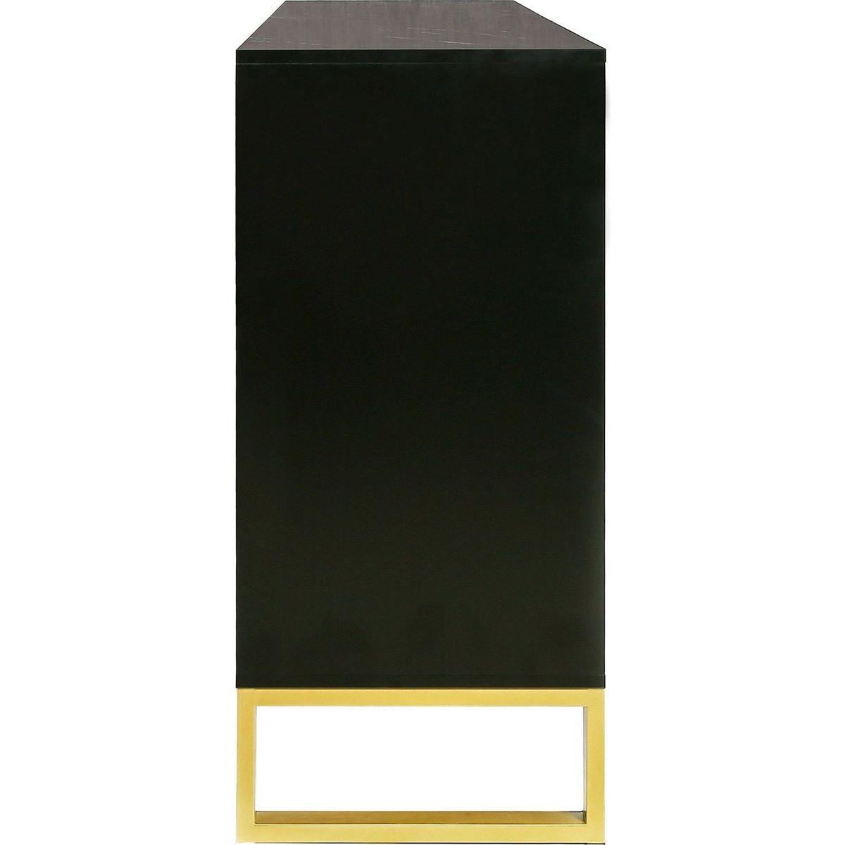 Modern sideboard with Four Doors, Metal handles & Legs and Adjustable Shelves Kitchen Cabinet (Black) - Streamdale Furniture