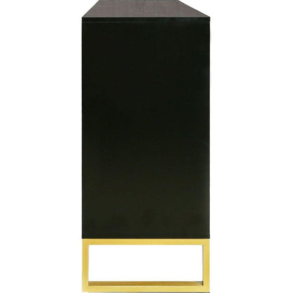 Modern sideboard with Four Doors, Metal handles & Legs and Adjustable Shelves Kitchen Cabinet (Black) - Streamdale Furniture