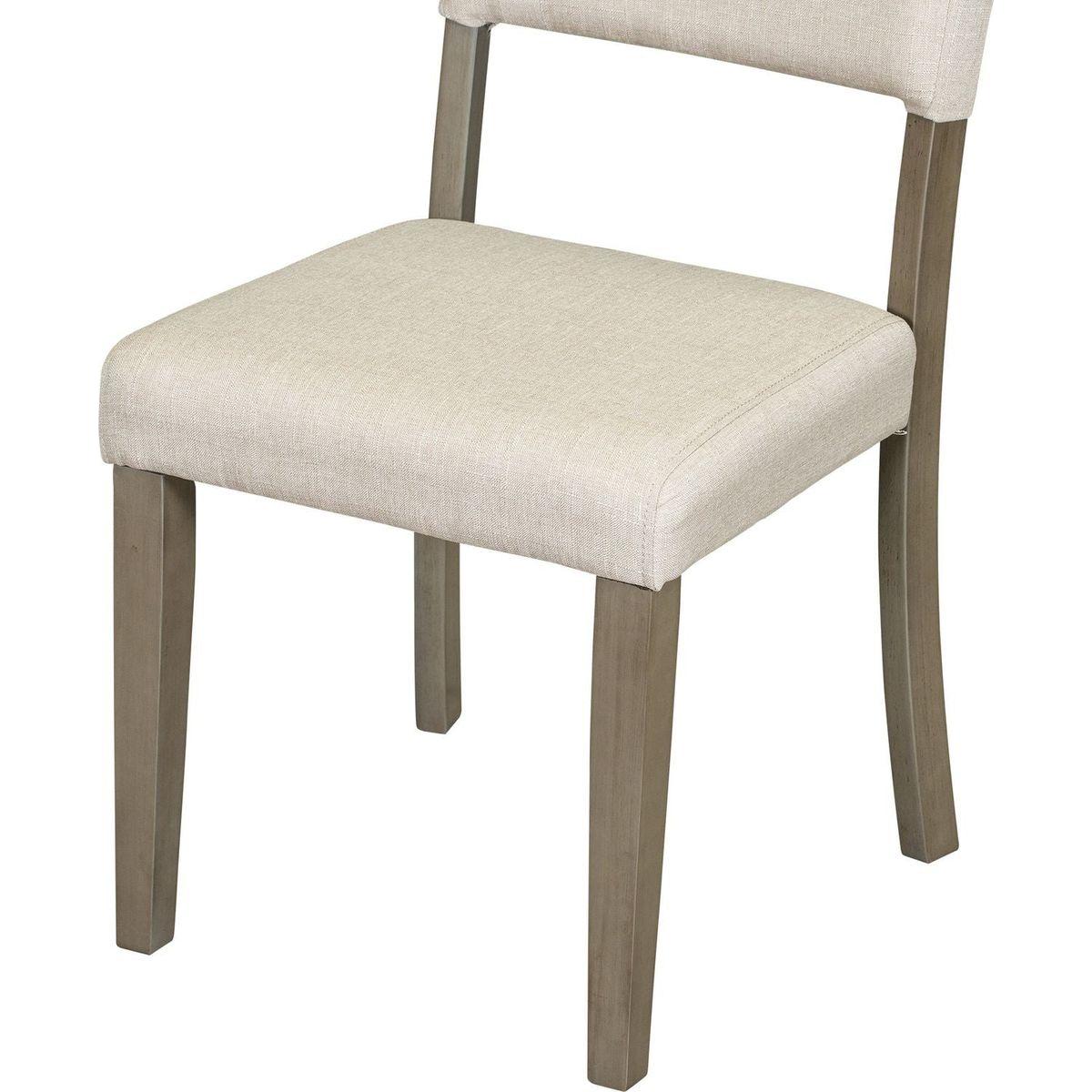 5-Piece Retro Round Dining Table Set with Curved Trestle Style Table Legs and 4 Upholstered Chairs for Dining Room (Taupe)