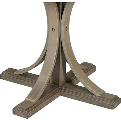 5-Piece Retro Round Dining Table Set with Curved Trestle Style Table Legs and 4 Upholstered Chairs for Dining Room (Taupe)