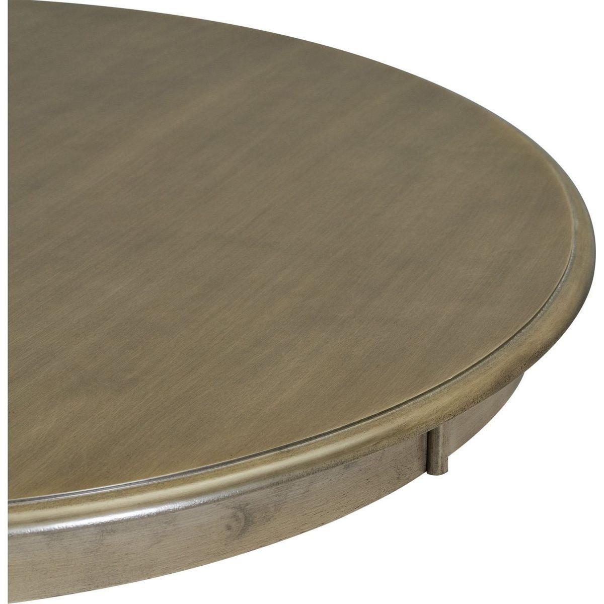 5-Piece Retro Round Dining Table Set with Curved Trestle Style Table Legs and 4 Upholstered Chairs for Dining Room (Taupe)