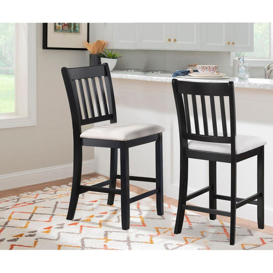 Set of 2 Seating for Dining Counter Height Chairs Rustic Backrest Neutral Color With Foot Support High Chairs Kitchen Dining Furniture for Kitchen, Bar, Club