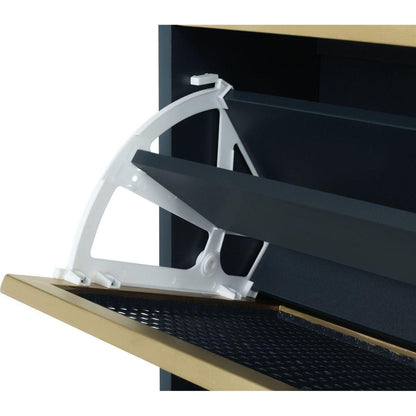 3 Metal Door Shoe Rack, Freestanding Modern Shoe Storage Cabinet, Metal rattan, for Entryway