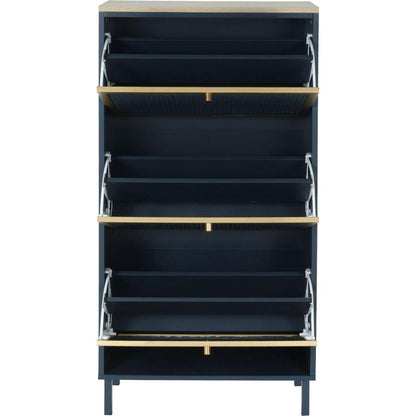 3 Metal Door Shoe Rack, Freestanding Modern Shoe Storage Cabinet, Metal rattan, for Entryway